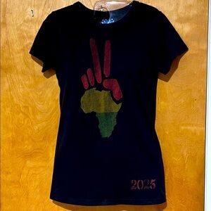 Women’s Junior Junk Food Clothing Black Peace Sign Tee Sz.M